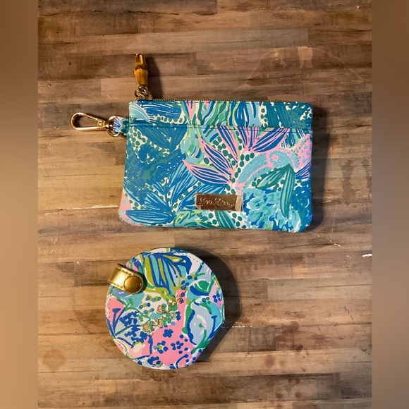 Lilly Pulitzer Handbags - Lilly Pulitzer Tropical Print Pouch and Coin Purse and Mirror